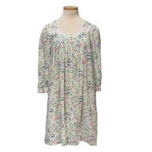 Eileen West sz S floral cotton nightgown with lace detail